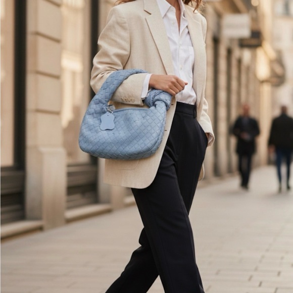 Handbags - Elegant Sky Blue Woven Mini Bag